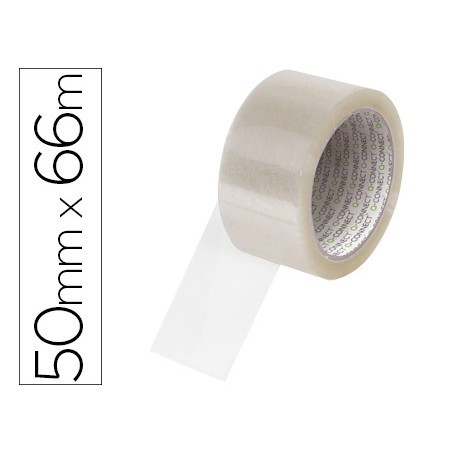 Cinta adhesiva q-connect polipropileno transparente 66 m x 50 mm para embalaje