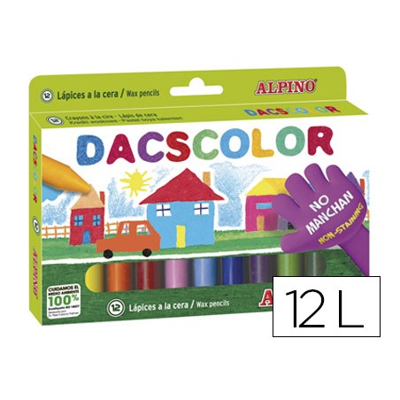 Lapices cera dacscolor caja de 12 unidades colores surtidos