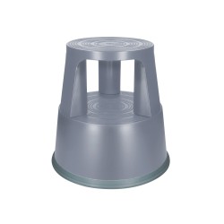 Taburete q-connect ruedas retractiles tres ruedas dos niveles color gris