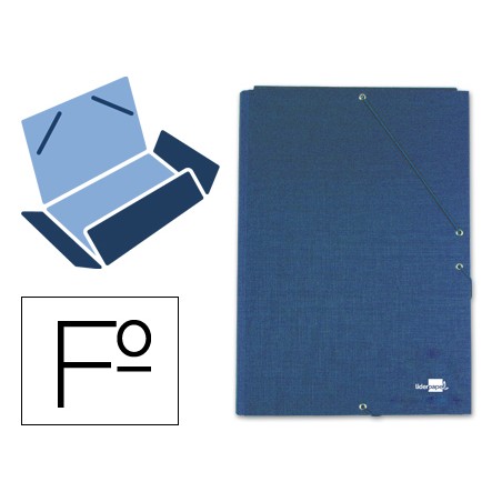 Carpeta liderpapel gomas tres solapas carton forrado folio color azul