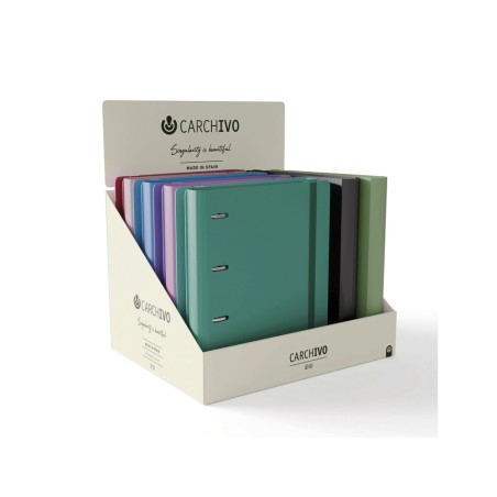 Carpeta carchivo 360 style+soft 4 anillas 20 mm pp rigido foam a4 con gomilla expositor de 10 unidades