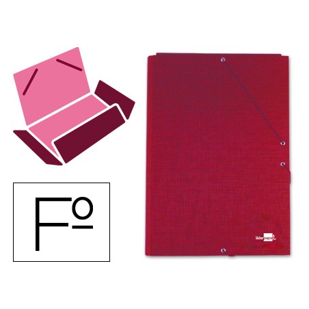 Carpeta liderpapel gomas tres solapas carton forrado folio color rojo