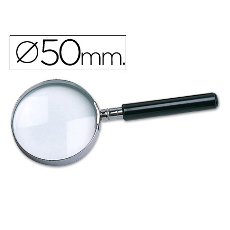 Lupa q-connect cristal aro metalico mango plastico negro 50 mm