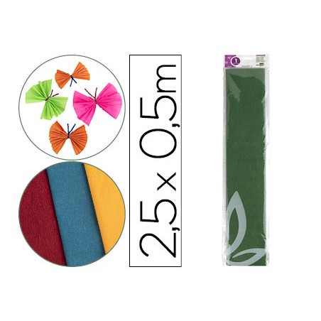 Papel crespon liderpapel 50 cm x 2.5m 34g/m2 verde oliva