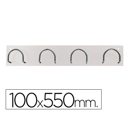 Perchero metalico 611 pared 4 colgadores color blanco 55x10x5 cm