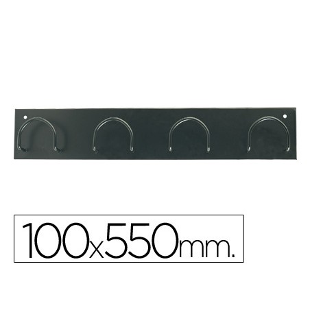 Perchero metalico 611 pared 4 colgadores color negro 55x10x5 cm