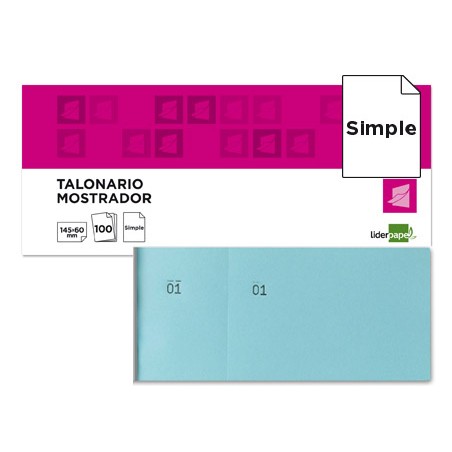 Talonario liderpapel mostrador 60x145 mm tl03 celeste con matriz