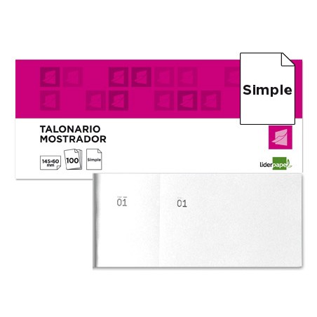 Talonario liderpapel mostrador 60x145 mm tl02 blanco con matriz