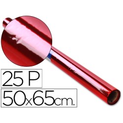 Papel celofan rollo trepado rojo 25 hojas de 50x65 cm