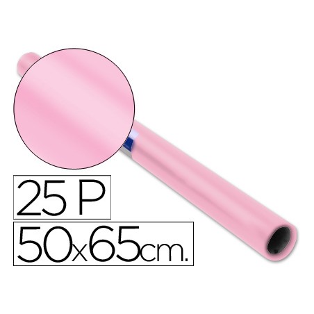 Papel charol rosa palido rollo 25 hojas de 50x65 cm
