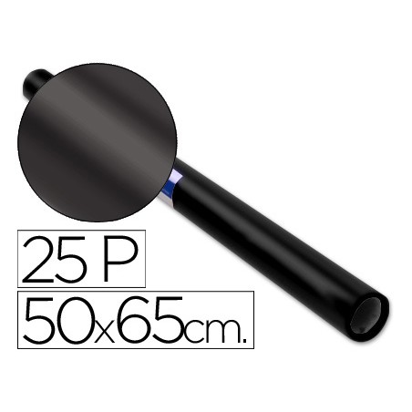 Papel charol negro rollo 25 hojas de 50x65 cm