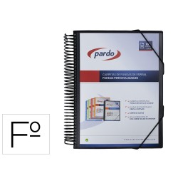 Carpeta pardo escaparate con espiral 80 fundas folio personalizable color negro