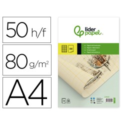 Bloc papel milimetrado liderpapel encolado 210x297 mm 50 hojas 80 g