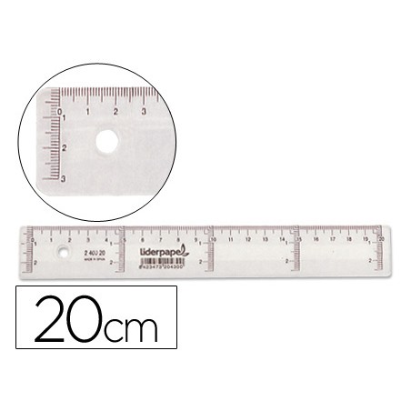 Regla liderpapel plastico cristal 20 cm