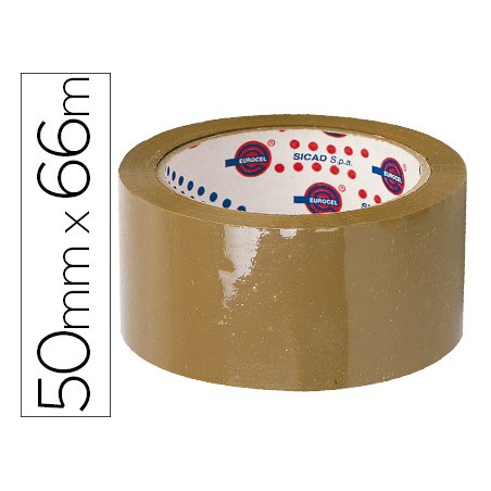 Cinta adhesiva eurocel polipropileno havana 66 m x 50 mm para embalaje