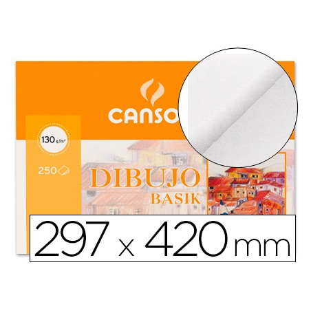 250 Unidades - Papel dibujo basik 297x420 130 gr sin recuadro