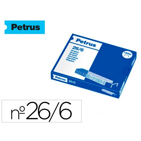 Grapas petrus nº 26/6 galvanizada caja de 1000 unidades