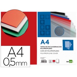 Tapa encuadernacion liderpapel polipropileno a4 0.5 mm rojo translucido paquete de 100 unidades