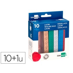 Lacre liderpapel con sello para carta caja de 10 barras colores surtidos