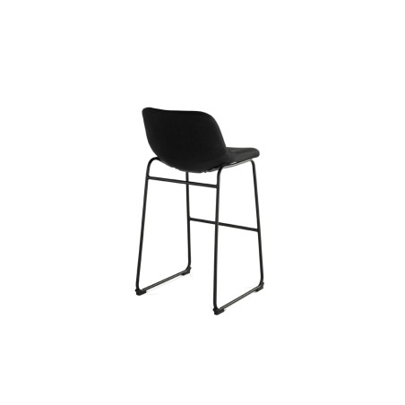 Taburete alto rocada con asiento y respaldo bajo tapizado tela ignifuga base metalica acero color negro