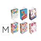 24 Unidades - Bolsa para regalo basika papel estucado 160 g todo año con asa retorcida tamaño m 27+12x37 cm