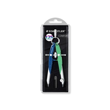 Compas staedtler micrometrico mars 556 azul/verde con husillo y rueda central