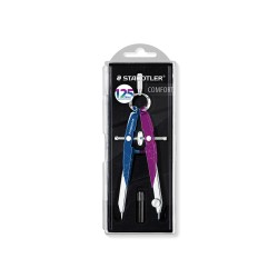 Compas staedtler micrometrico mars 556 azul/lila con husillo y rueda central