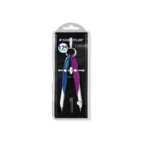 Compas staedtler micrometrico mars 556 azul/lila con husillo y rueda central