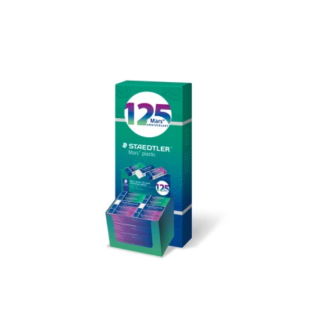 Goma de borrar staedtler mars plastic 125 aniversario 526/50 mars expositor de 80 gomas