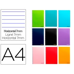 Cuaderno espiral liderpapel a4 micro smart tapa blanda 80h 60gr horizontal 7mm doble margen 4 taladros colores