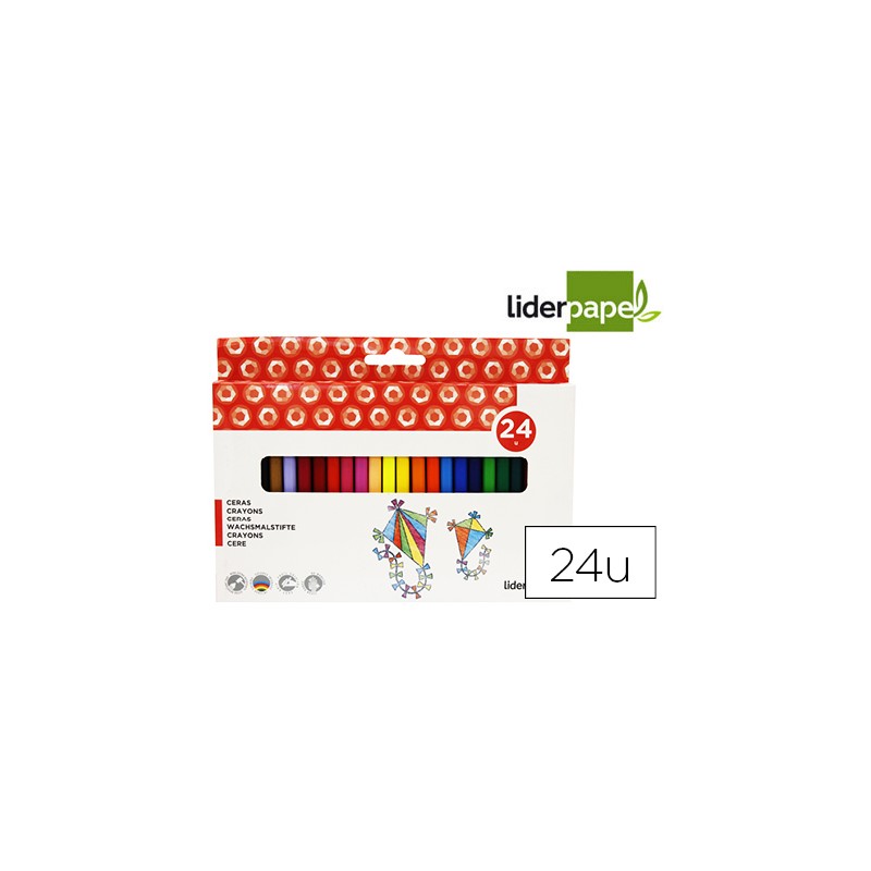 Lapices cera liderpapel caja de 24 unidades colores surtidos