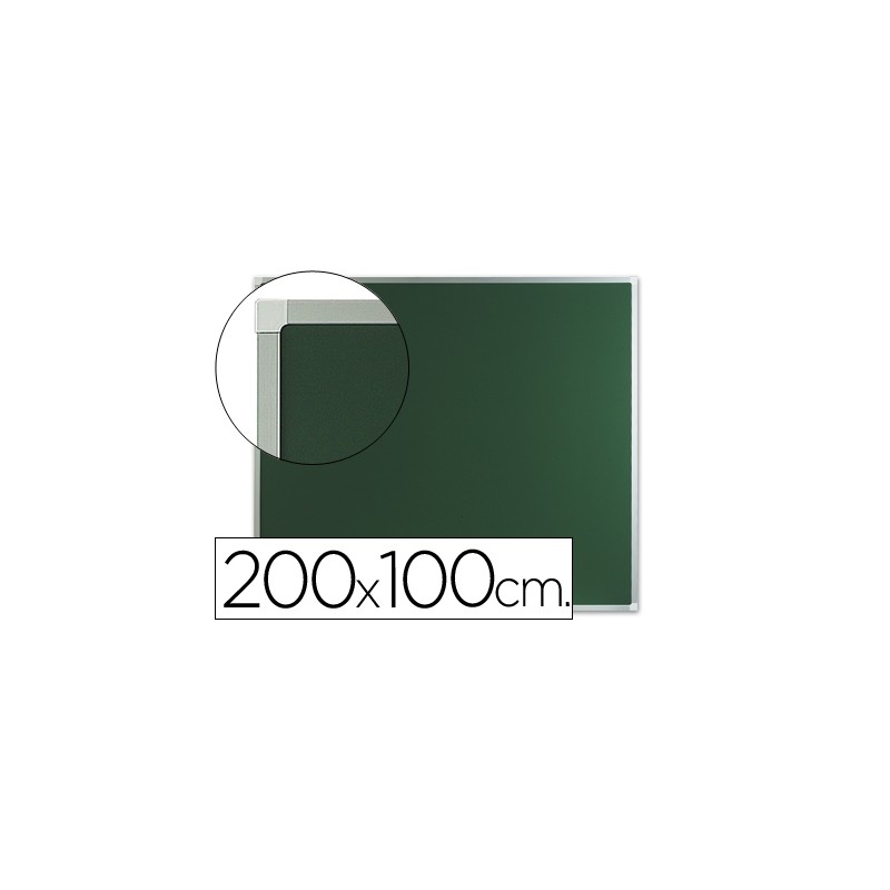 Pizarra verde q-connect mural marco de aluminio 200x100 cm sin repisa