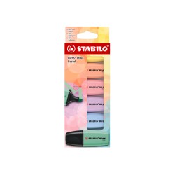 Rotulador stabilo boss fluorescente mini pastel estuche de 6 unidades colores surtidos