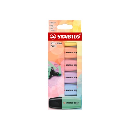 Rotulador stabilo boss fluorescente mini pastel estuche de 6 unidades colores surtidos