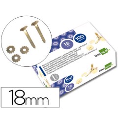 Encuadernadores liderpapel latonados con arandela 18 mm caja de 100 unidades
