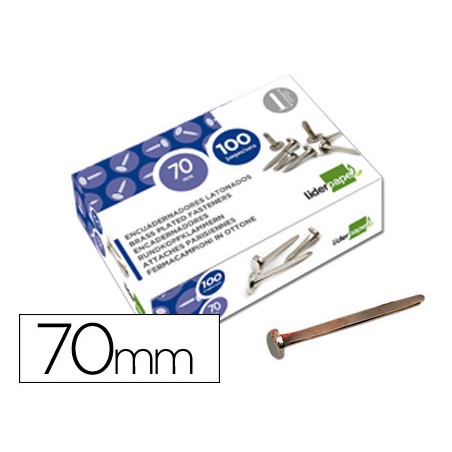 Encuadernadores liderpapel niquelados n.12 70 mm caja de 100 unidades