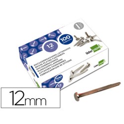 Encuadernadores liderpapel niquelados n.0 12 mm caja de 100 unidades