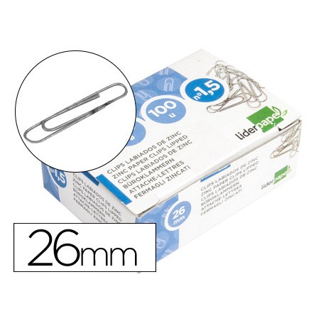 Clips liderpapel nº1,5 labiados 26 mm caja de 100 unidades