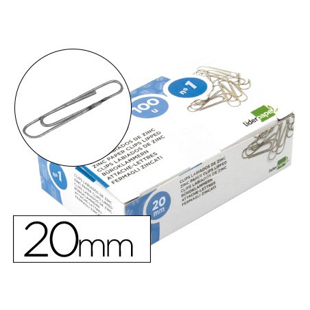 Clips liderpapel nº1 labiados 20 mm caja de 100 unidades
