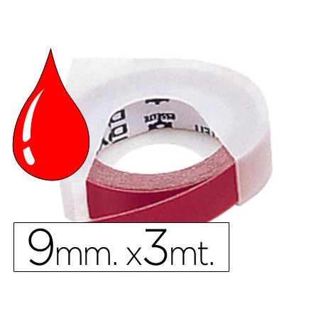 Cinta dymo 3d 9mm x 3 m roja tradicional