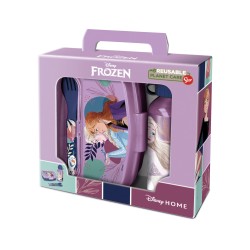 Set de botella portaliquidos y sandwichera safta + cubiertos frozen ice magic 180x210x70 mm