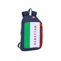 Mini mochila safta con cremallera vertical benetton flag 390x220x100 mm