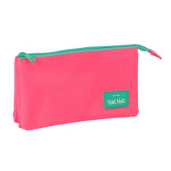 Bolso escolar portatodo safta triple nait nait rosa fluor 120x220x30 mm