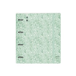 Carpeta con recambio safta din a4 cuadro 5 mm polipropileno foam 4 anillas 35mm estampados floral verde