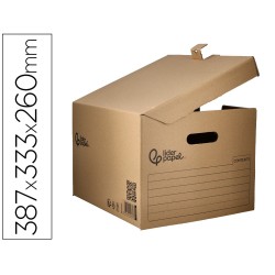 Cajon contenedor liderpapel carton manual para 3 cajas archivo definitivo folio / 3 archivadores a-z 387x333x260mm
