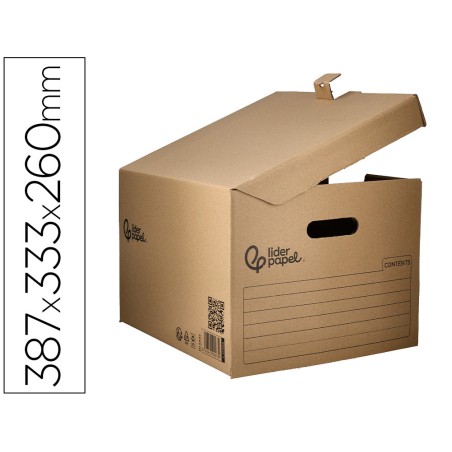 Cajon contenedor liderpapel carton manual para 3 cajas archivo definitivo folio / 3 archivadores a-z 387x333x260mm