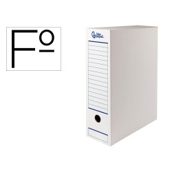 Caja archivo definitivo automatica liderpapel folio carton reciclado 325g/m2 lomo 100 mm blanco 360x100x255mm