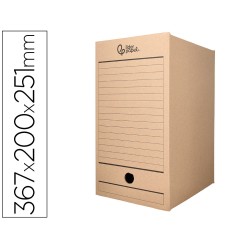 Caja archivo definitivo liderpapel folio doble ancho carton reciclado 400g/m2 lomo 200 mm kraft 367x200x251 mm