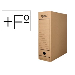 Caja archivo definitivo liderpapel folio prolongado carton reciclado 325g/m2 lomo 116 mm kraft 388x116x275 mm
