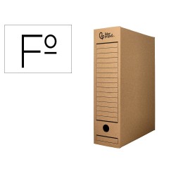 Caja archivo definitivo liderpapel folio carton reciclado 325g/m2 lomo 100 mm kraft 365x100x251 mm